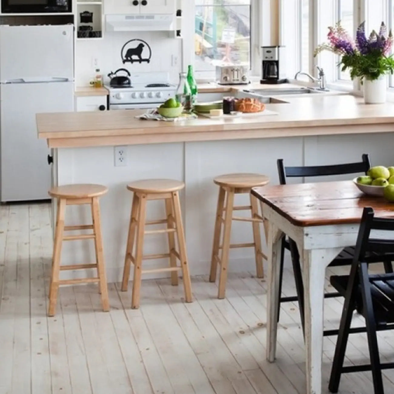 Tabourets de bar modernes en bois, hauteur comptoir, sans dossier