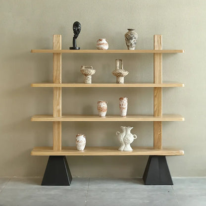 Bibliothèque verticale élégante en bois de frêne à dos ouvert