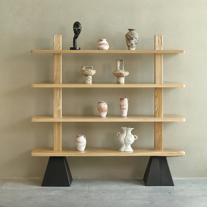 Bibliothèque verticale élégante en bois de frêne à dos ouvert