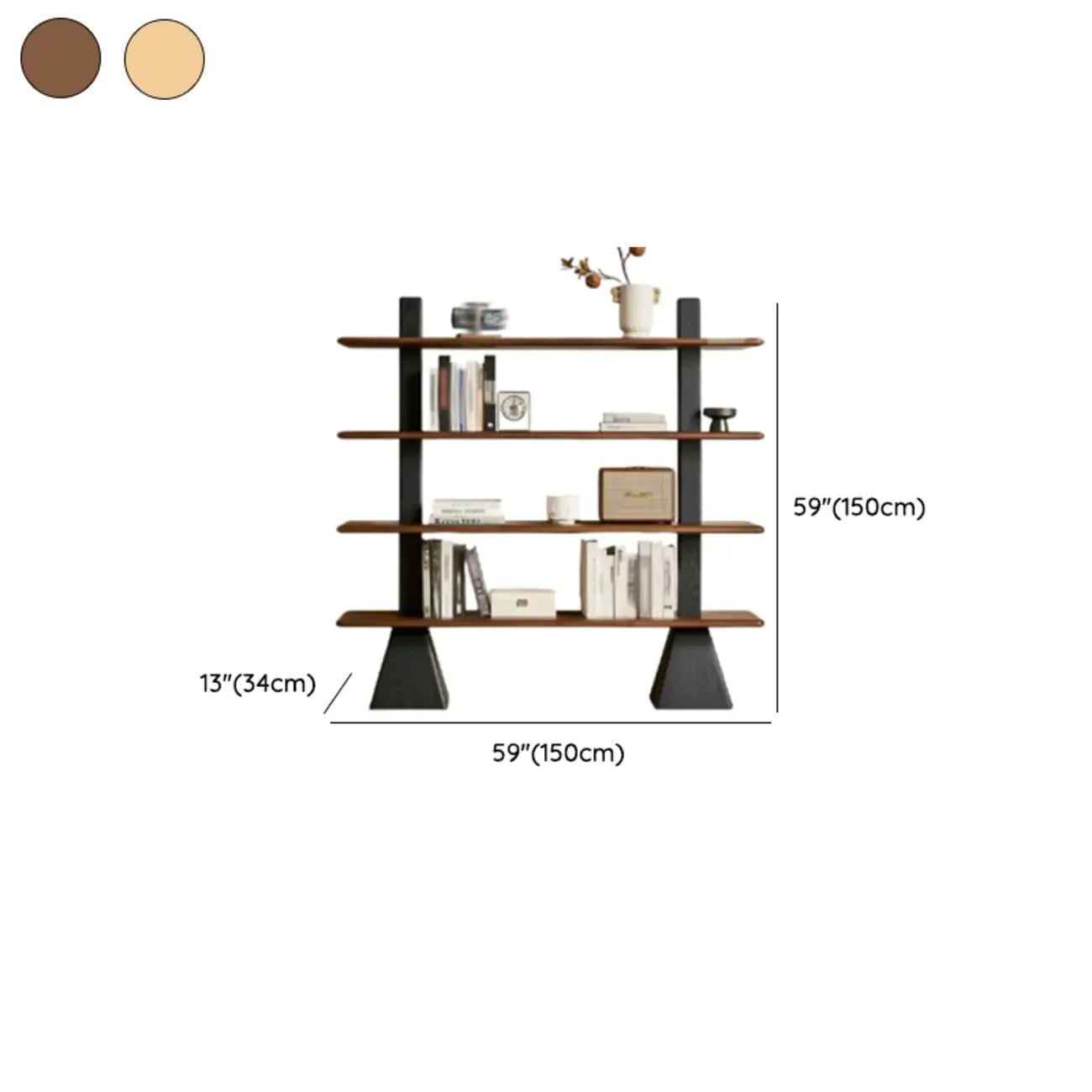 Bibliothèque verticale élégante en bois de frêne à dos ouvert