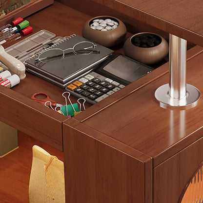 Table d'appoint pivotante réglable en bois de noyer avec roulettes