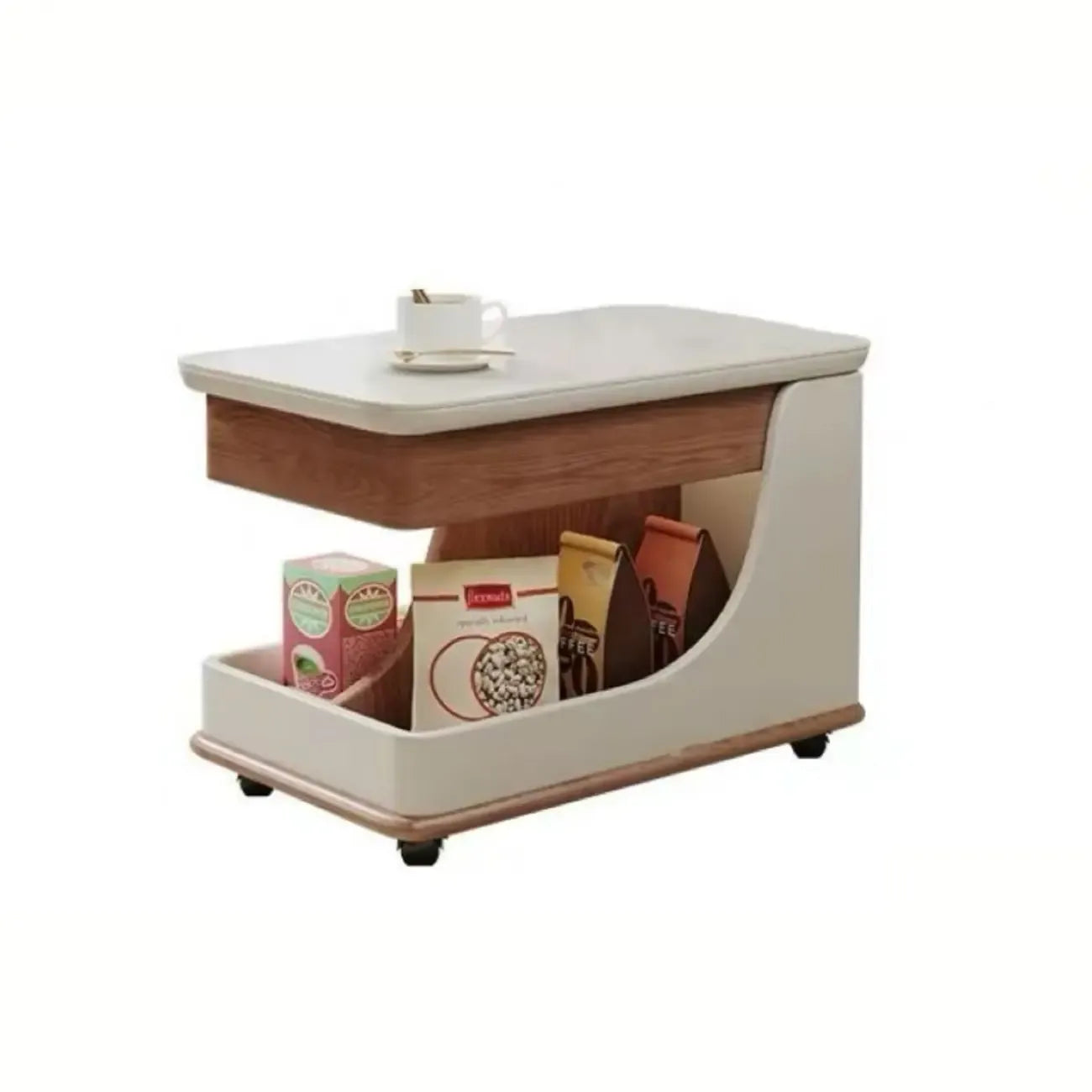 Table d'appoint moderne en bois blanc à plateau réglable