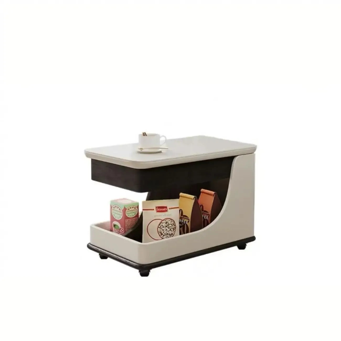 Table d'appoint moderne en bois blanc à plateau réglable