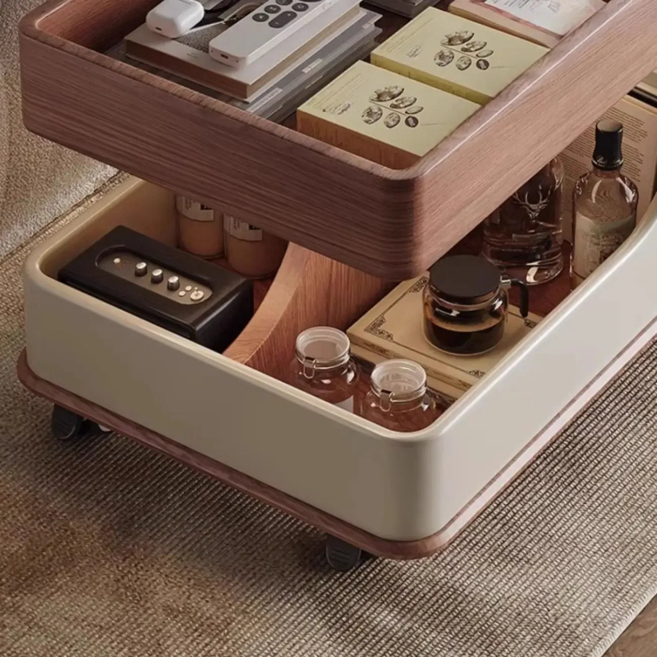 Table d'appoint moderne en bois blanc à plateau réglable