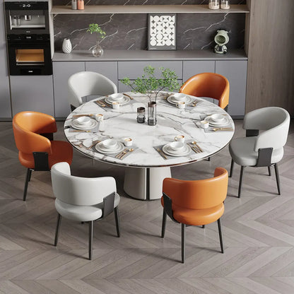 Chaise de salle à manger moderne et glamour en cuir rembourrée