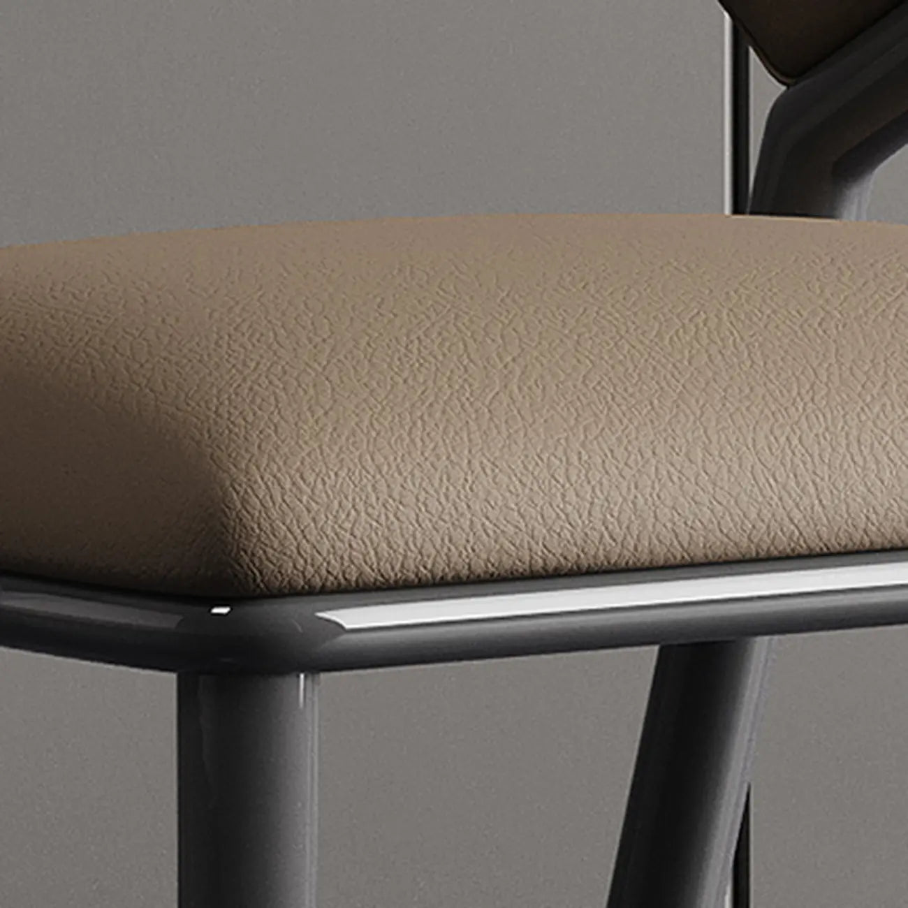 Chaise de salle à manger moderne sans accoudoirs, dossier incurvé, en similicuir.