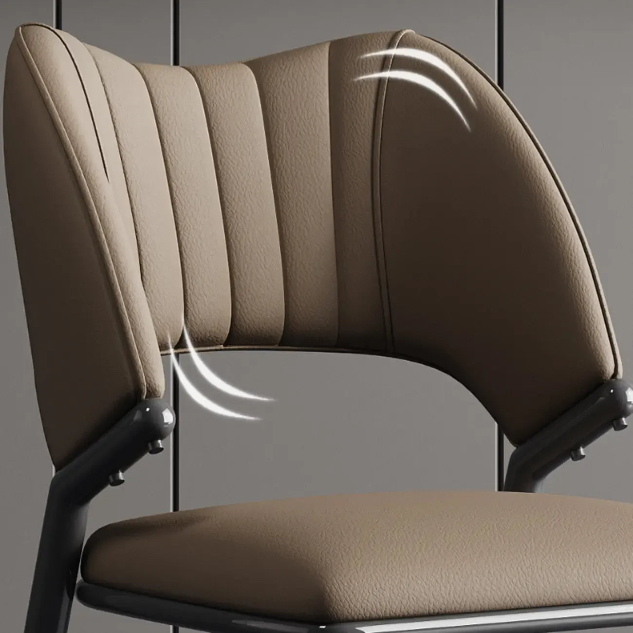 Chaise de salle à manger moderne sans accoudoirs, dossier incurvé, en similicuir.