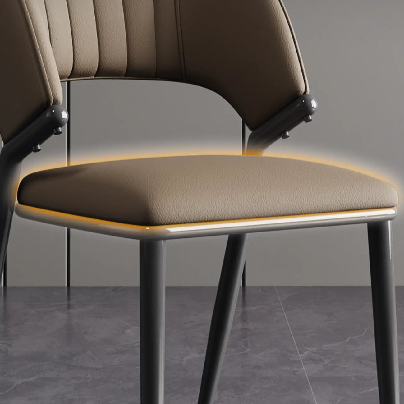 Chaise de salle à manger moderne sans accoudoirs, dossier incurvé, en similicuir.