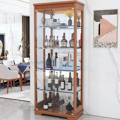 Casier à vin moderne en bois naturel avec étagère en verre