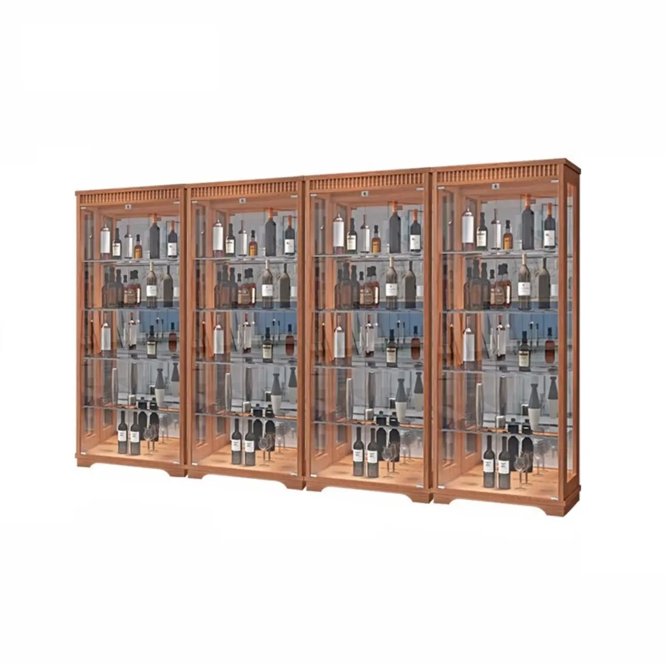 Casier à vin moderne en bois naturel avec étagère en verre