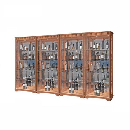 Casier à vin moderne en bois naturel avec étagère en verre