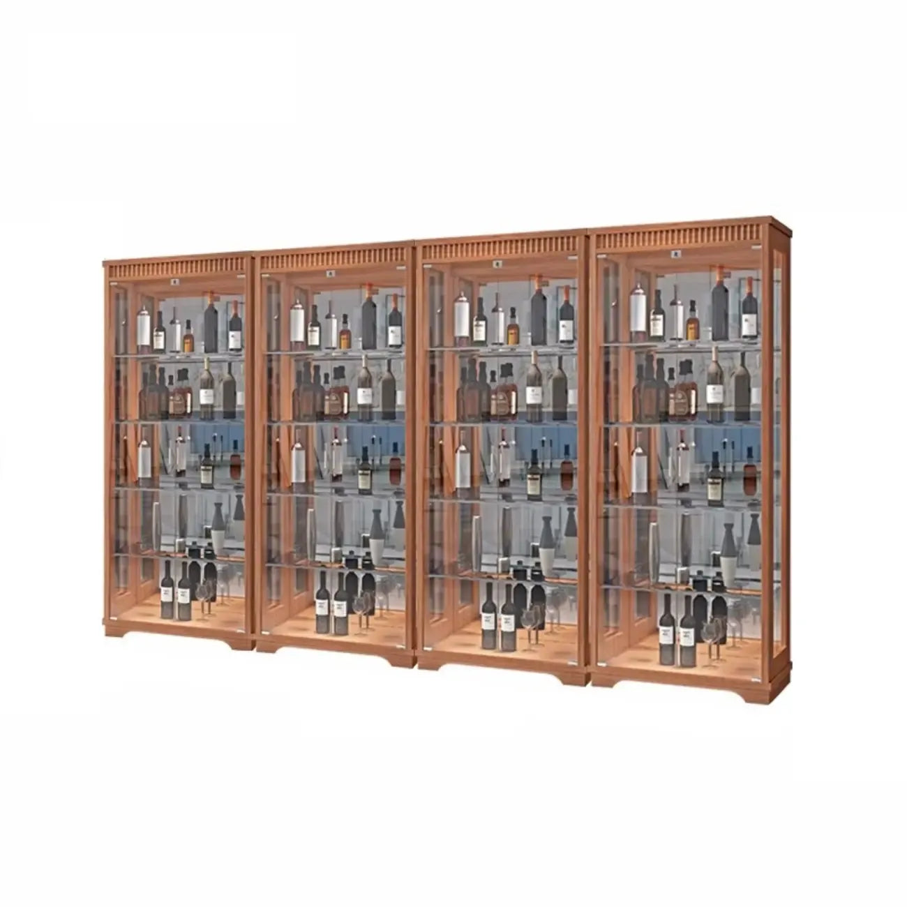 Casier à vin moderne en bois naturel avec étagère en verre