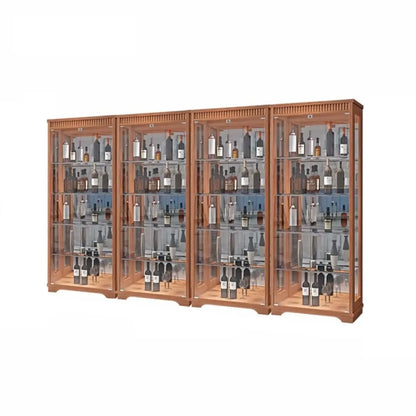 Casier à vin moderne en bois naturel avec étagère en verre