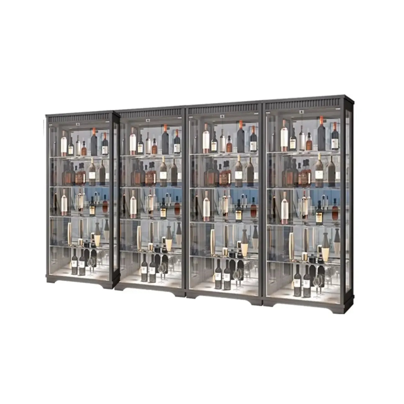 Casier à vin moderne en bois naturel avec étagère en verre