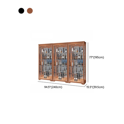 Casier à vin moderne en bois naturel avec étagère en verre