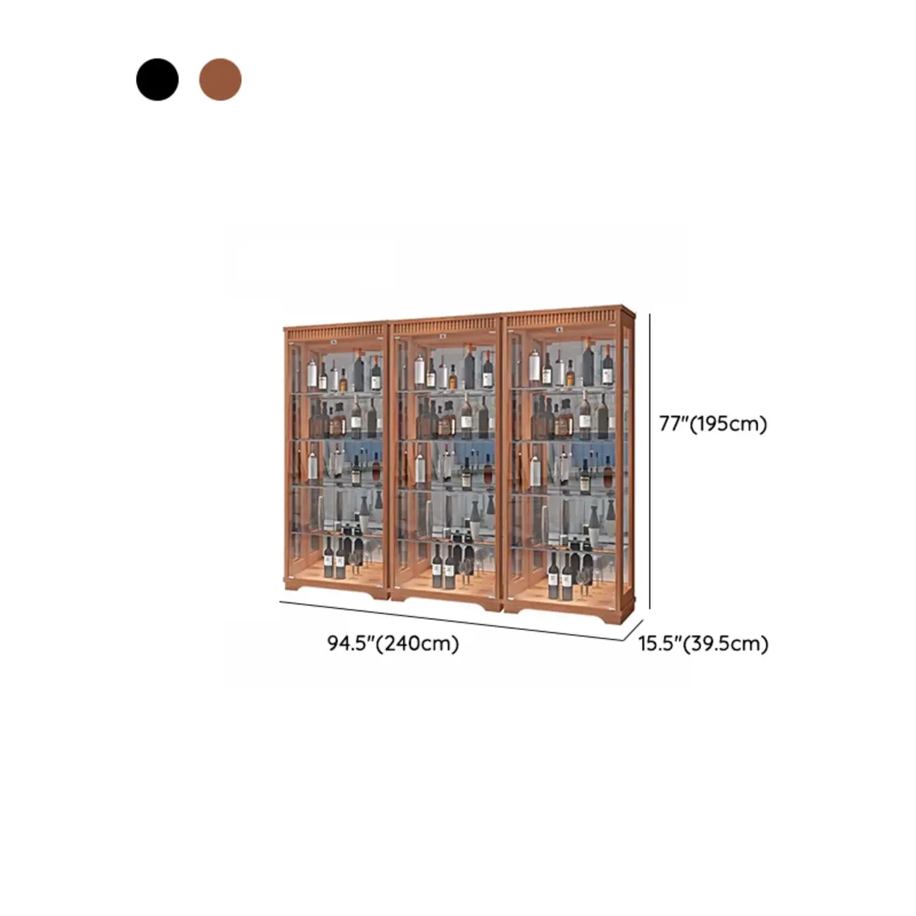 Casier à vin moderne en bois naturel avec étagère en verre