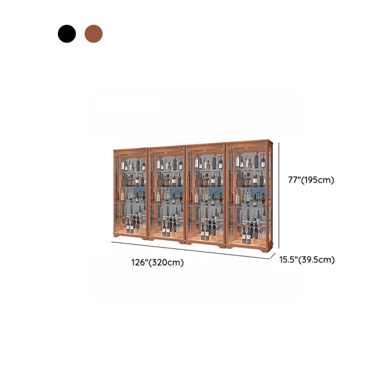 Casier à vin moderne en bois naturel avec étagère en verre