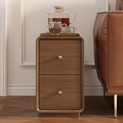 Table d'appoint rectangulaire étroite en bois de noyer avec tiroirs