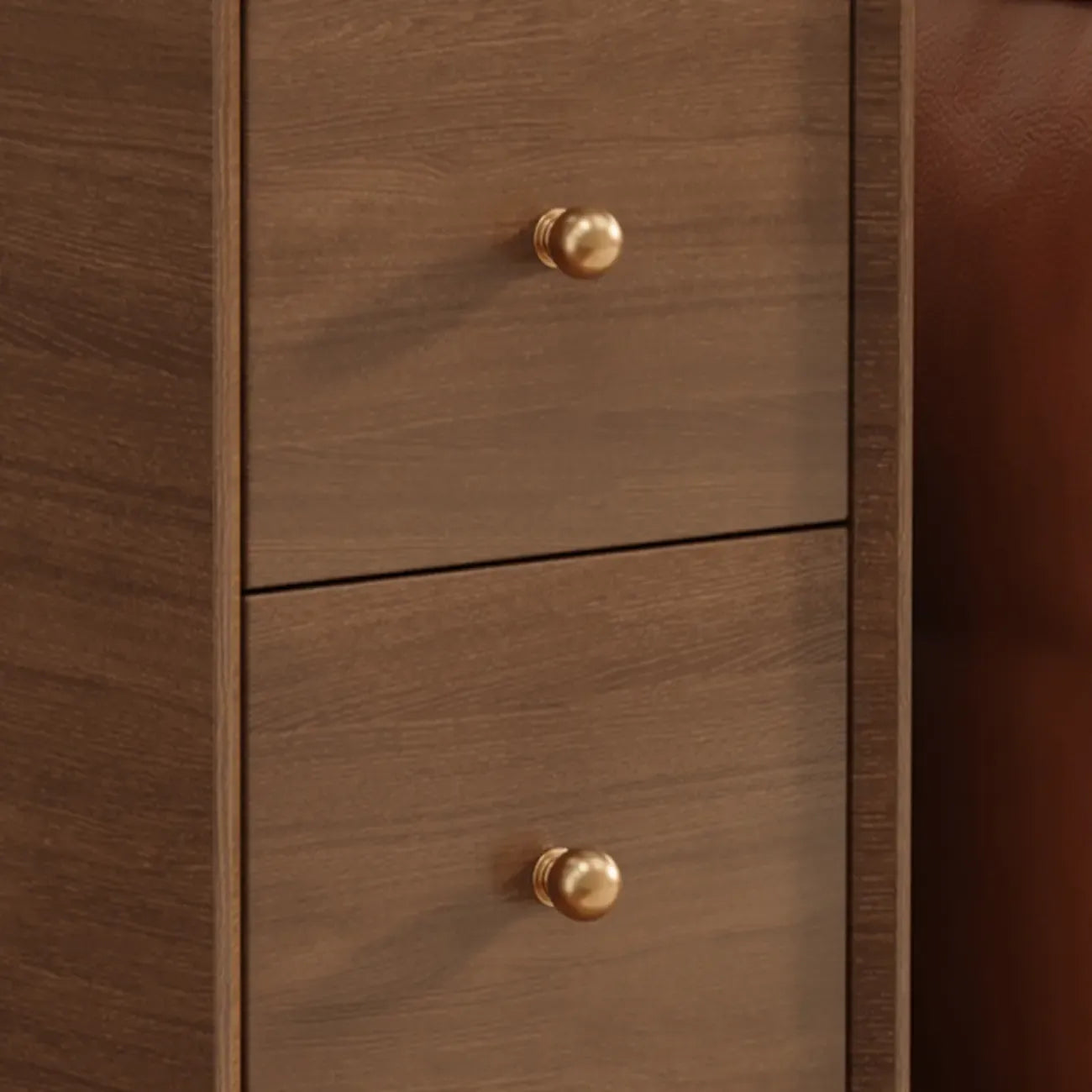 Table d'appoint rectangulaire étroite en bois de noyer avec tiroirs