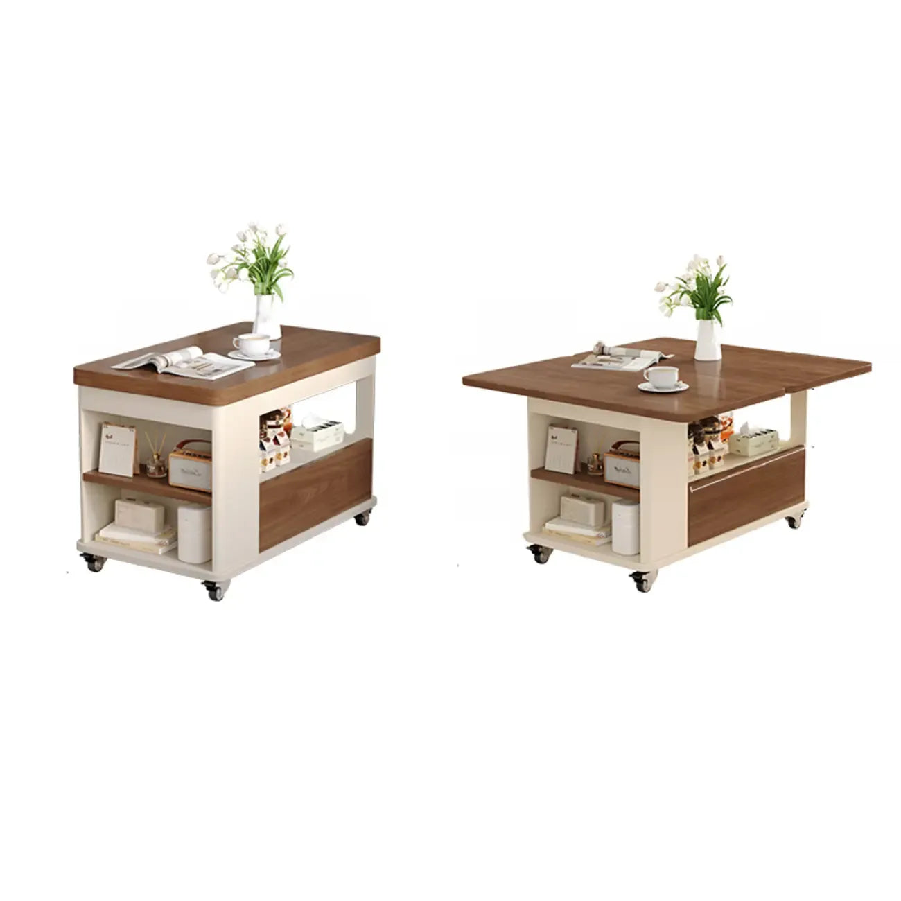 Table d'appoint moderne, élégante et polyvalente en bois avec roulettes