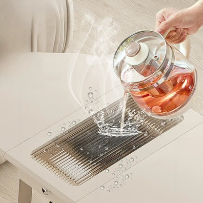 Petite table d'appoint pliable en bois blanc moderne à roulettes