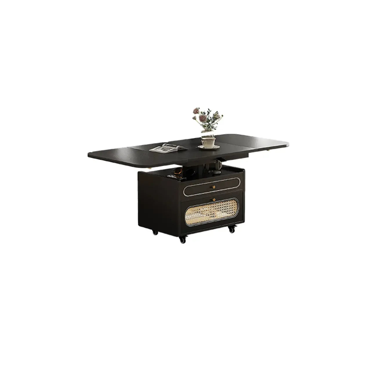 Petite table d'appoint pliable en bois blanc moderne à roulettes