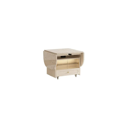 Petite table d'appoint pliable en bois blanc moderne à roulettes