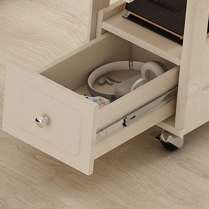 Petite table d'appoint pliable en bois blanc moderne à roulettes