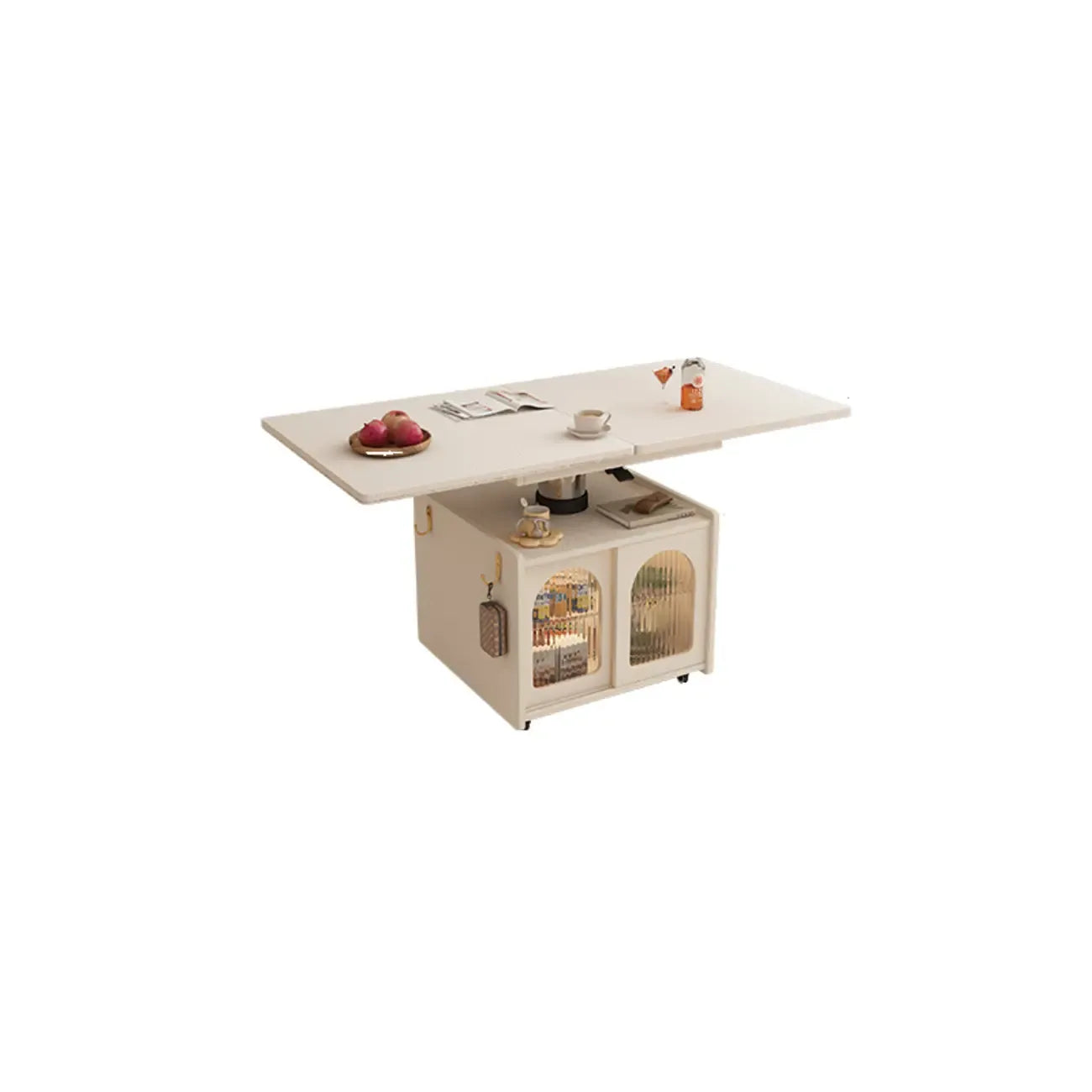 Petite table d'appoint pliable en bois blanc moderne à roulettes