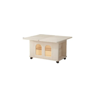 Petite table d'appoint pliable en bois blanc moderne à roulettes