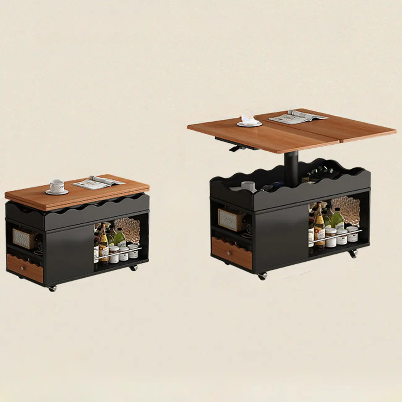 Petite table d'appoint pliable en bois blanc moderne à roulettes