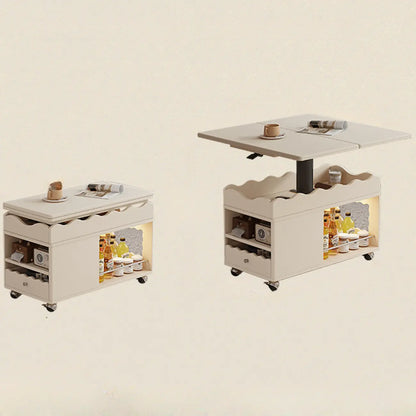 Petite table d'appoint pliable en bois blanc moderne à roulettes