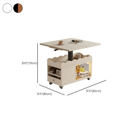 Petite table d'appoint pliable en bois blanc moderne à roulettes