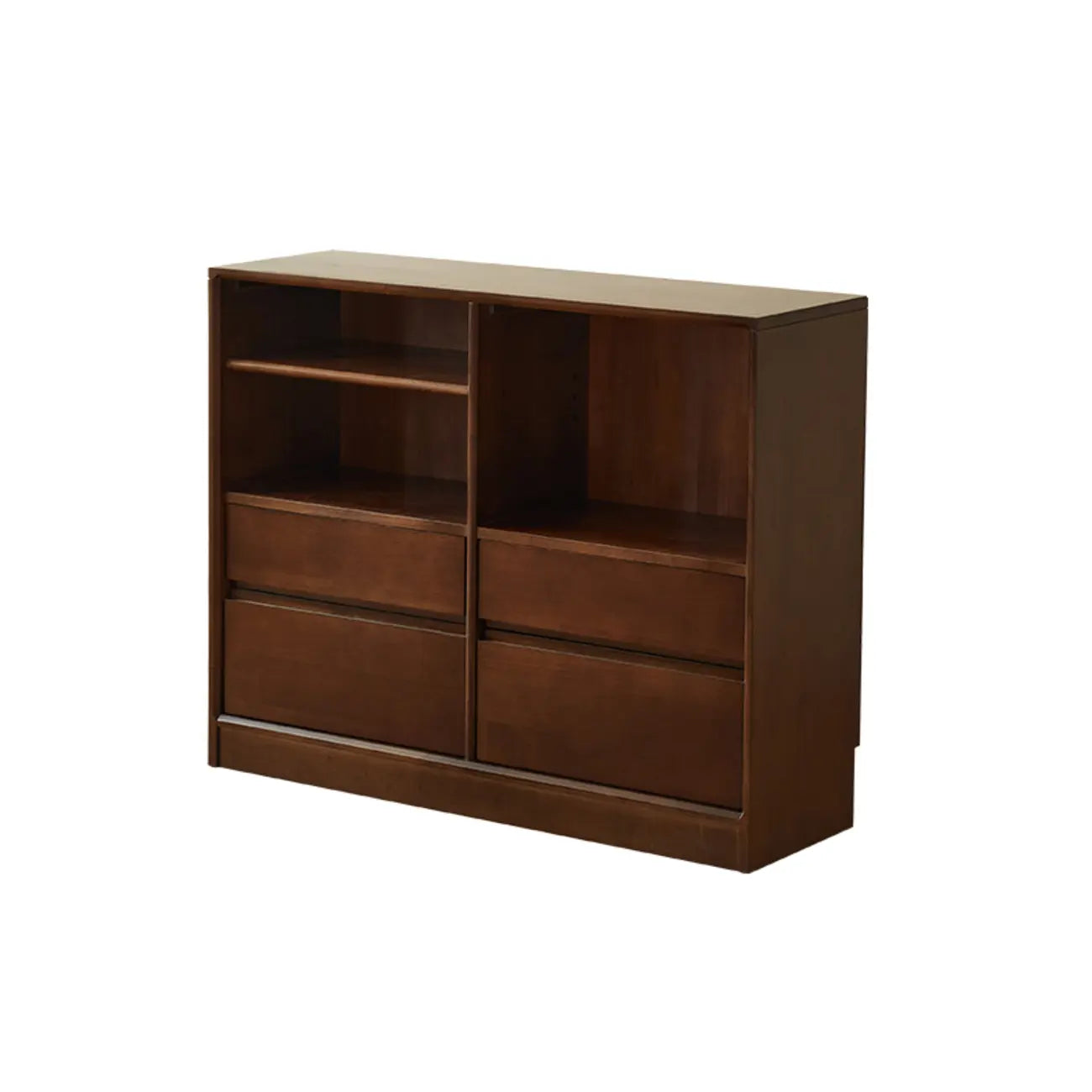 Bibliothèque horizontale en bois brun à fond fermé, style milieu du siècle
