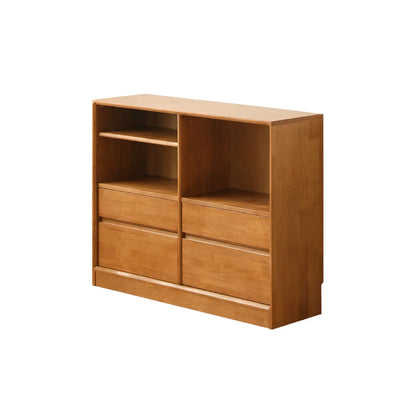 Bibliothèque horizontale en bois brun à fond fermé, style milieu du siècle