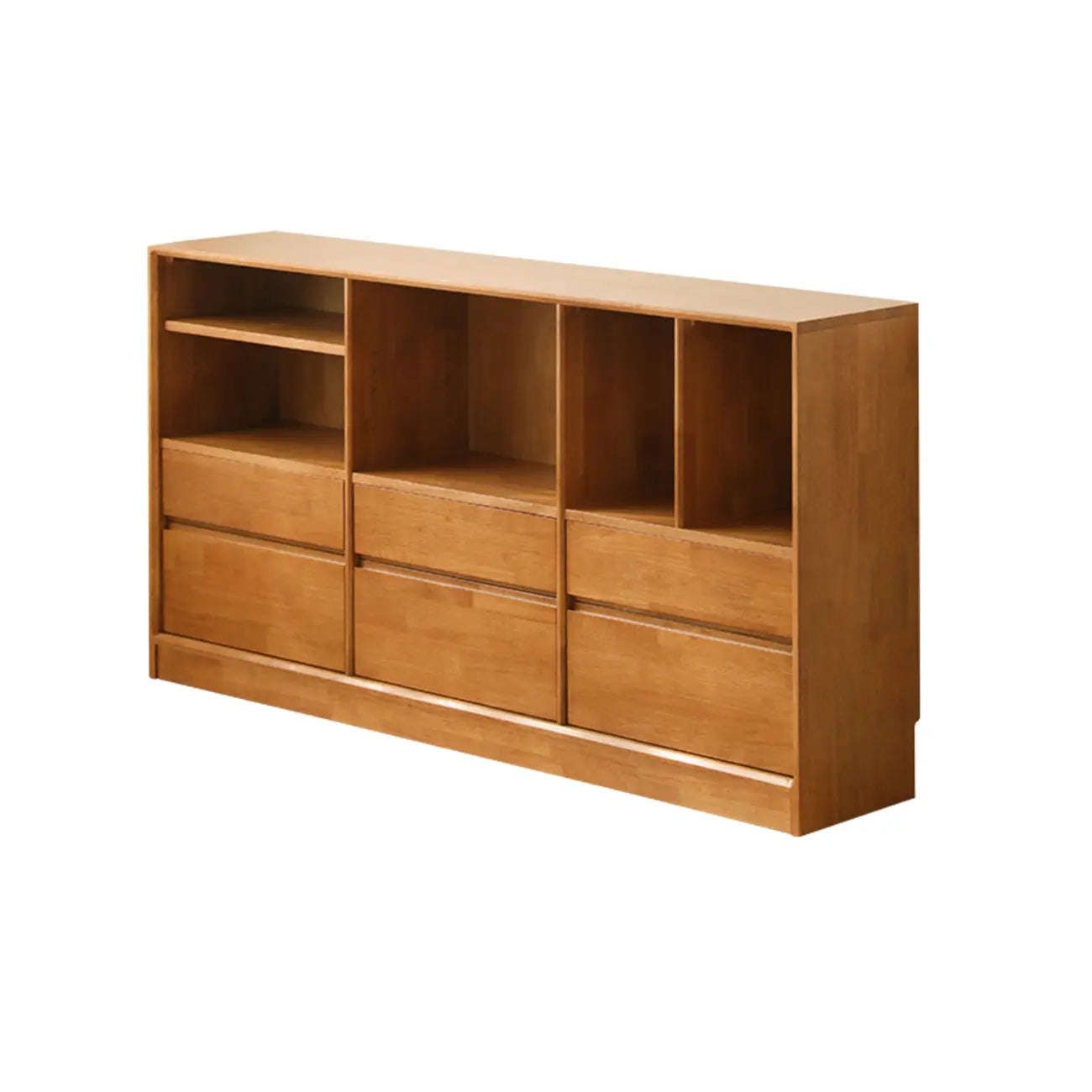 Bibliothèque horizontale en bois brun à fond fermé, style milieu du siècle