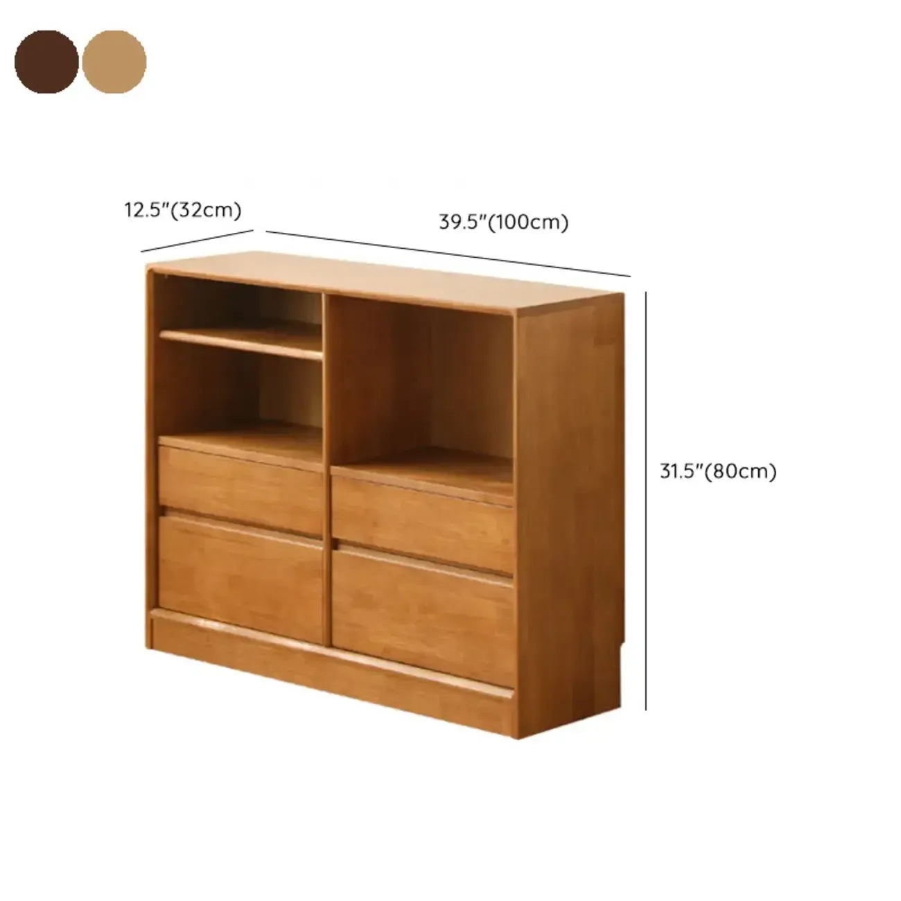 Bibliothèque horizontale en bois brun à fond fermé, style milieu du siècle