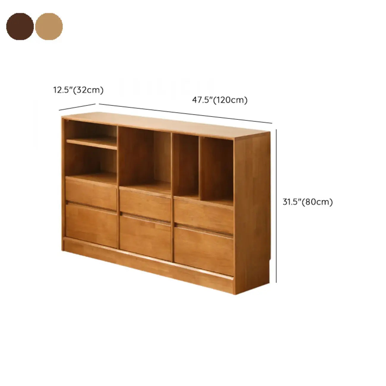 Bibliothèque horizontale en bois brun à fond fermé, style milieu du siècle