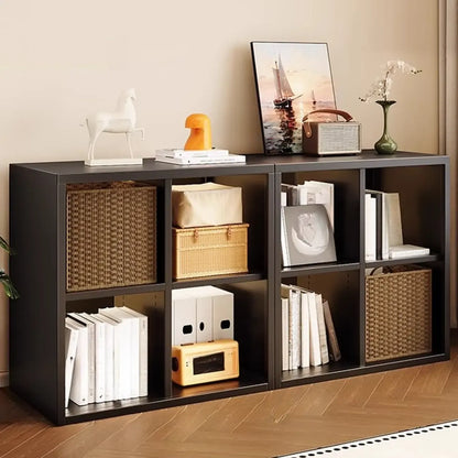 Bibliothèque cubique moderne en acier avec bacs en tissu
