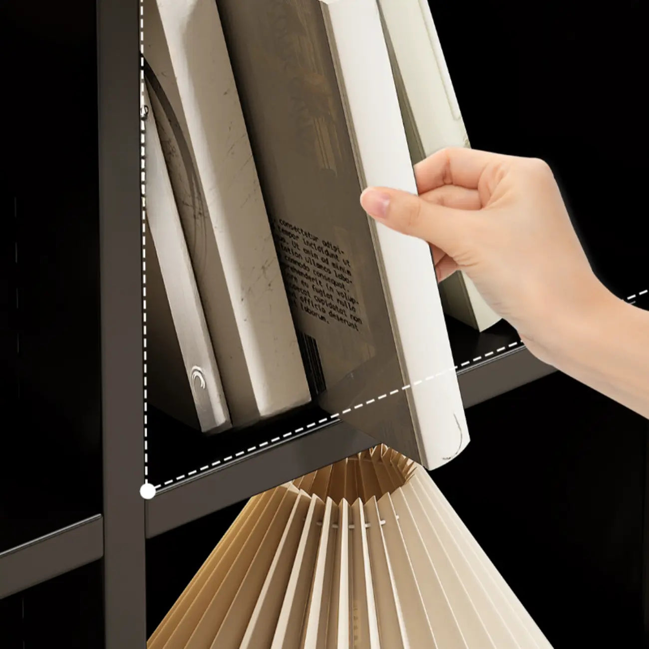 Bibliothèque cubique moderne en acier avec bacs en tissu