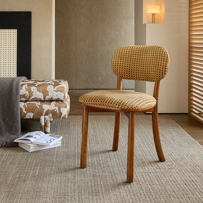 Chaise de salle à manger moderne sans accoudoirs, en bois massif rembourrée