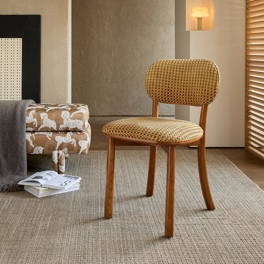 Chaise de salle à manger moderne sans accoudoirs, en bois massif rembourrée