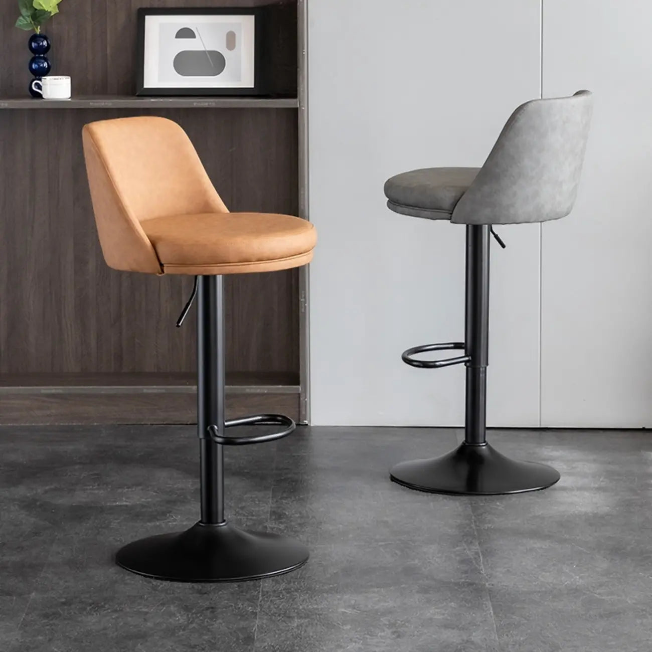 Tabourets de bar modernes pivotants en cuir réglables