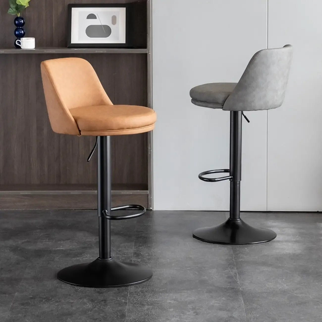 Tabourets de bar modernes pivotants en cuir réglables