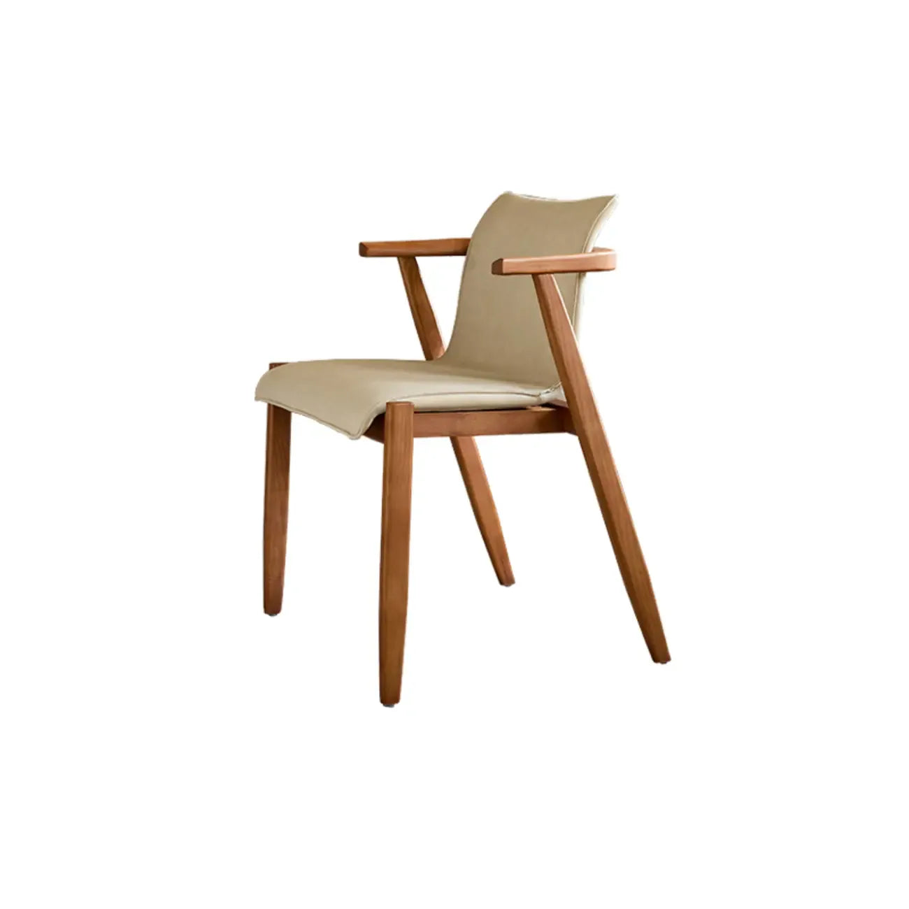 Fauteuil en chêne et similicuir style Mid-Century