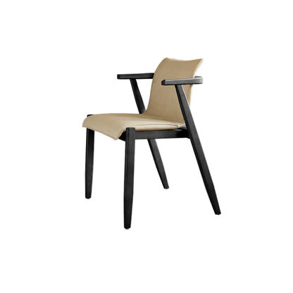 Fauteuil en chêne et similicuir style Mid-Century