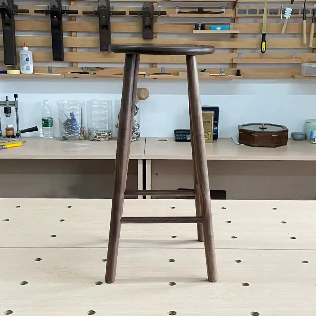 Tabourets de bar modernes en bois avec repose-pieds et dossier inclinable