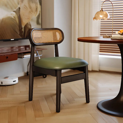 Chaise de salle à manger rembourrée en similicuir souple de style rétro