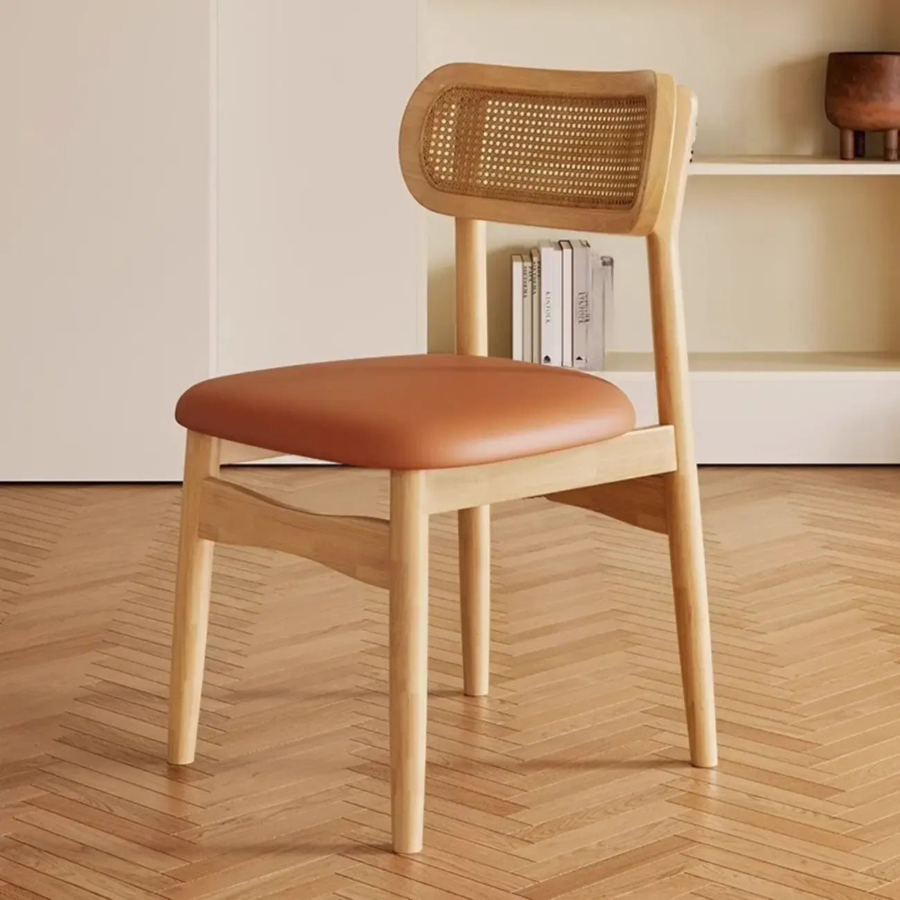 Chaise de salle à manger rembourrée en similicuir souple de style rétro