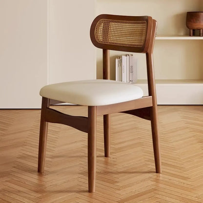 Chaise de salle à manger rembourrée en similicuir souple de style rétro